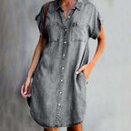 Women's short sleeve button-front shirt dress