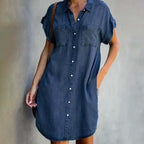 Women's short sleeve button-front shirt dress
