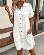 Women's short sleeve button-front summer dress
