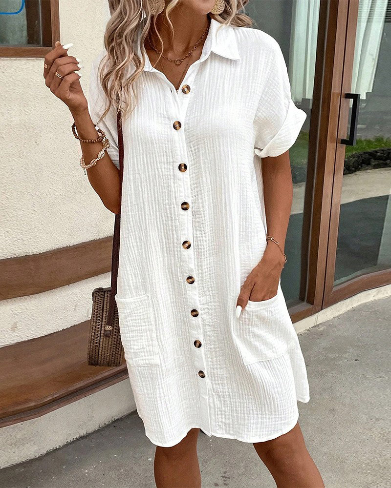 Women's short sleeve button-front summer dress