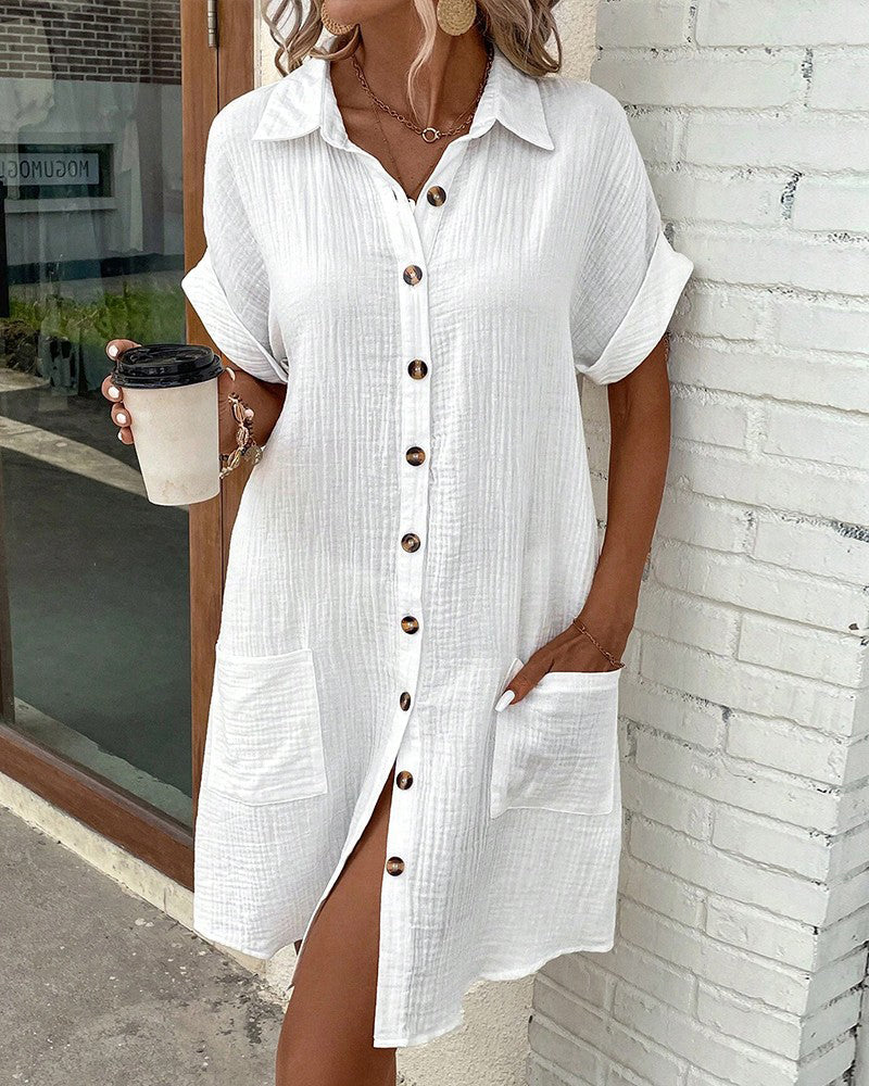 Women's short sleeve button-front summer dress
