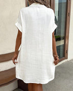 Women's short sleeve button-front summer dress