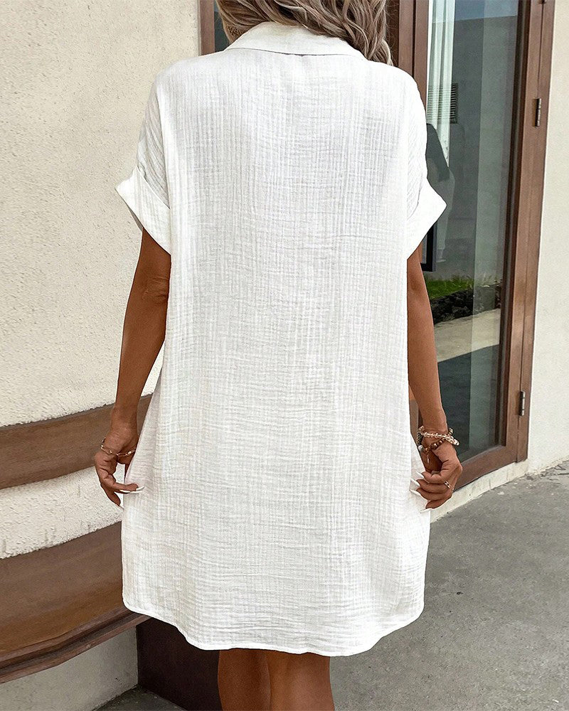 Women's short sleeve button-front summer dress
