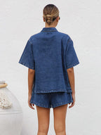 Women's short sleeve button-front two-piece set