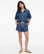 Women's short sleeve button-front two-piece set