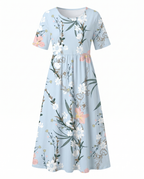 Women's short sleeve floral print midi dress