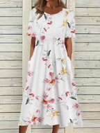 Women's short sleeve floral print midi dress
