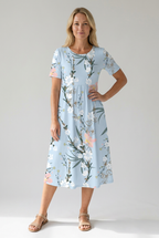 Women's short sleeve floral print midi dress