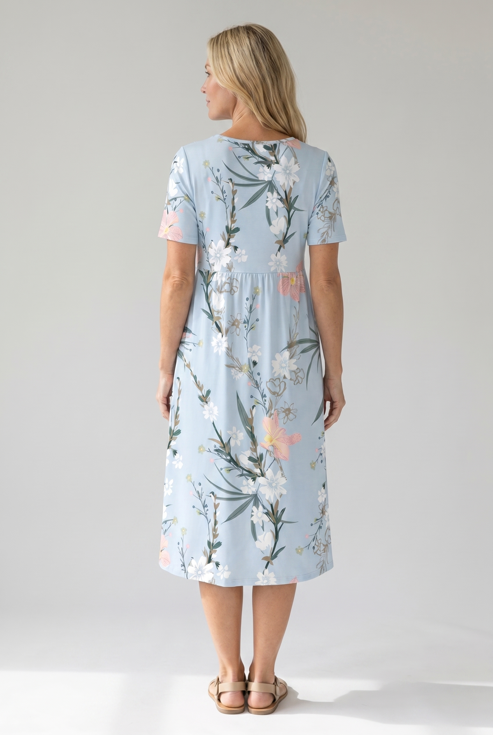 Women's short sleeve floral print midi dress
