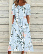 Women's short sleeve floral print midi dress