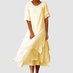 Women's short sleeve layered midi summer dress