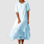 Women's short sleeve layered midi summer dress