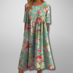 Women's short sleeve loose fit garden party midi dress
