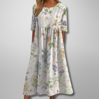 Women's short sleeve loose fit garden party midi dress