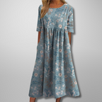 Women's short sleeve loose fit garden party midi dress