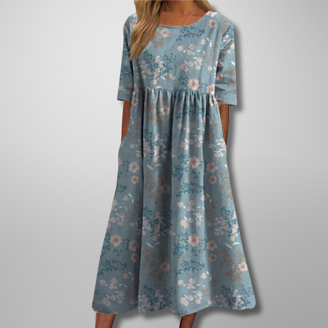 Women's short sleeve loose fit garden party midi dress