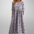 Women's short sleeve loose fit garden party midi dress