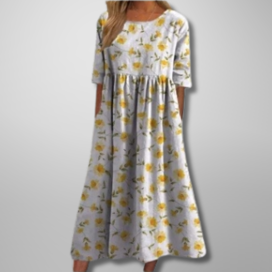 Women's short sleeve loose fit garden party midi dress