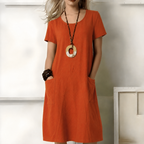Women's short sleeve pocket midi dress