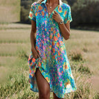 Women's short sleeve v-neck midi summer dress