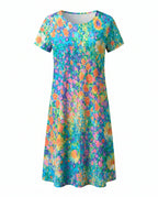 Women's short sleeve v-neck midi summer dress