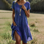 Women's short sleeve v-neck midi summer dress