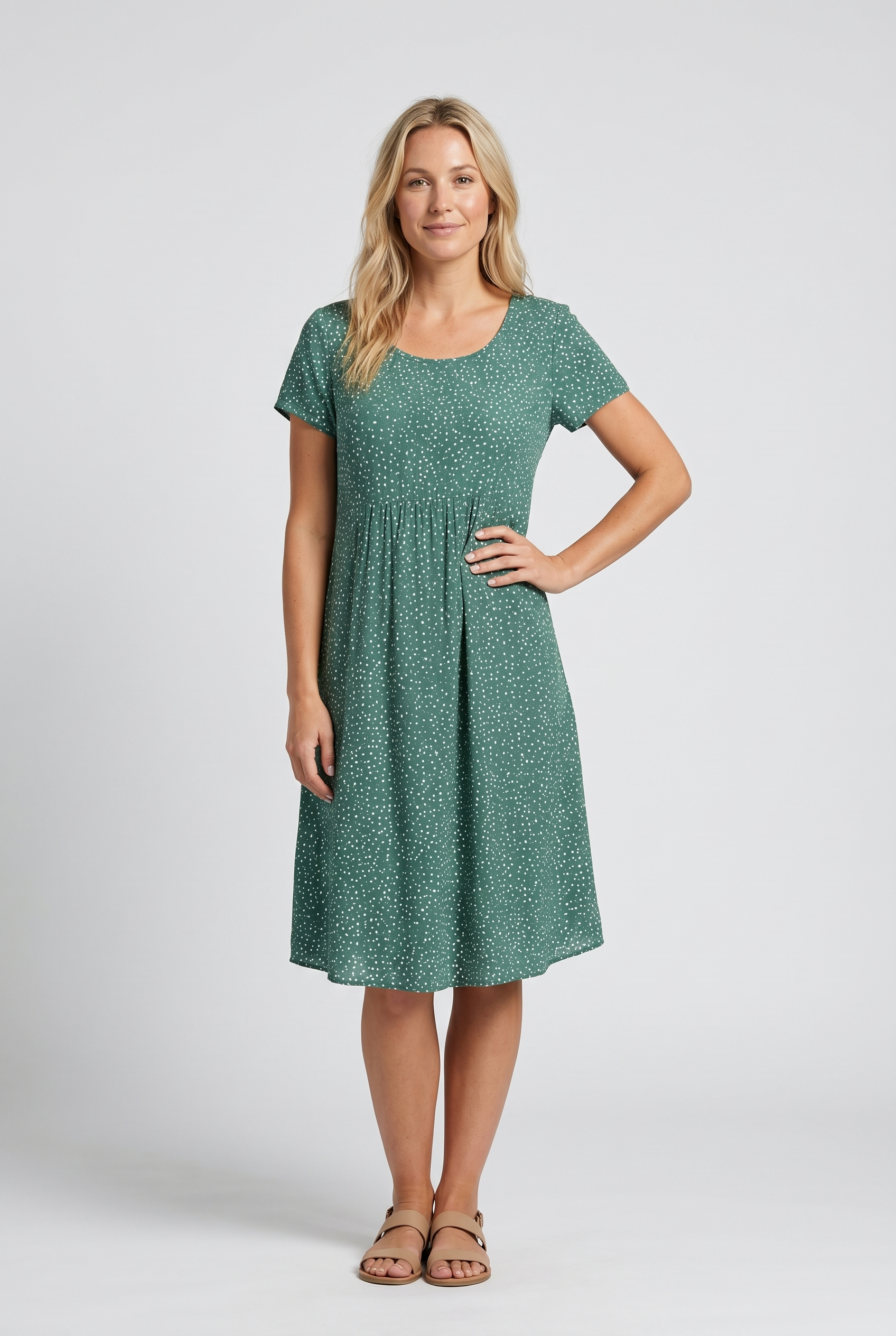 Women's short sleeve v-neck midi summer dress