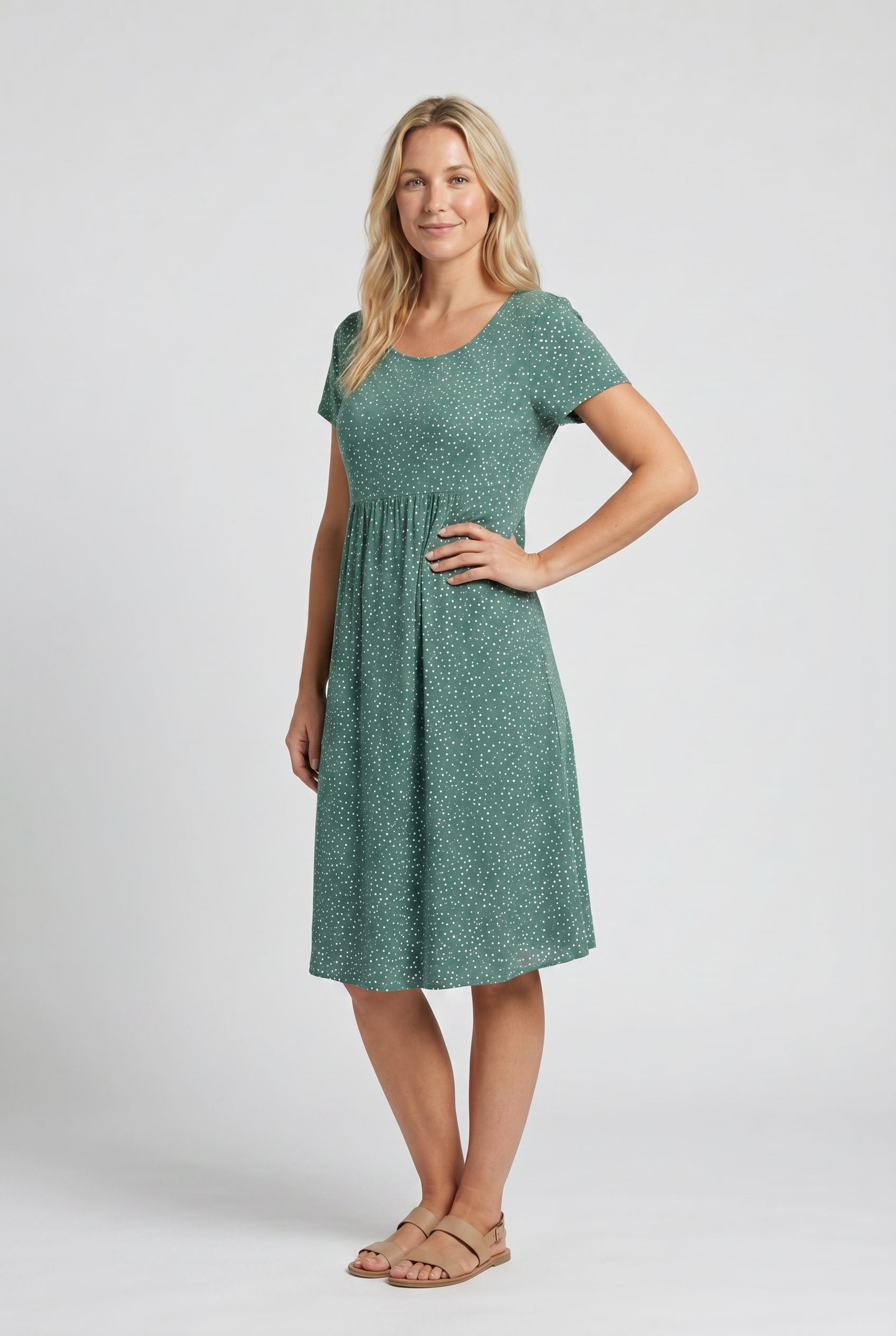 Women's short sleeve v-neck midi summer dress