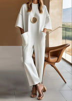 Women's short sleeve wide-leg brunch jumpsuit