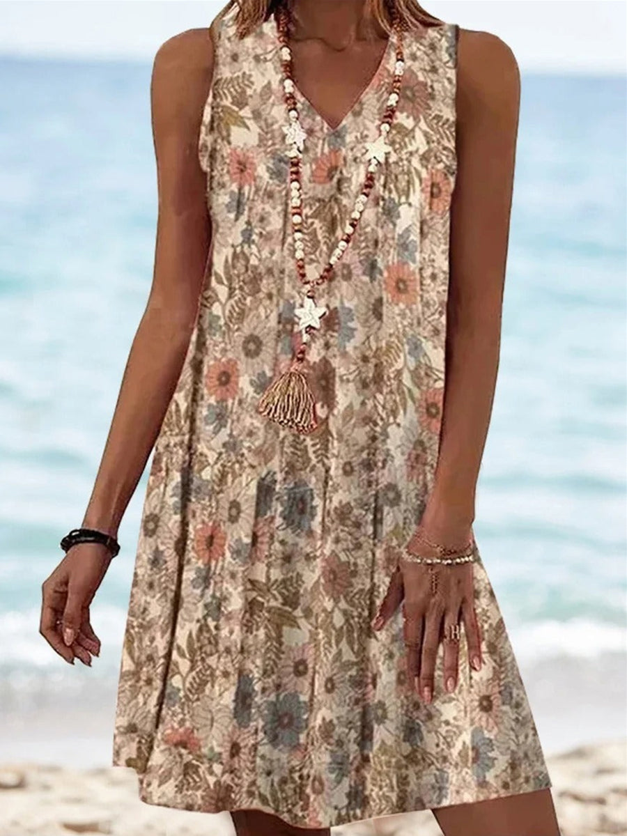 Women's sleeveless floral v-neck summer dress