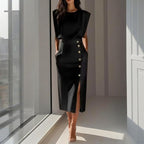 Women's sleeveless midi office dress