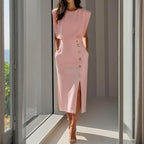 Women's sleeveless midi office dress