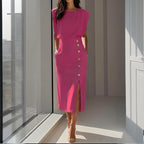 Women's sleeveless midi office dress
