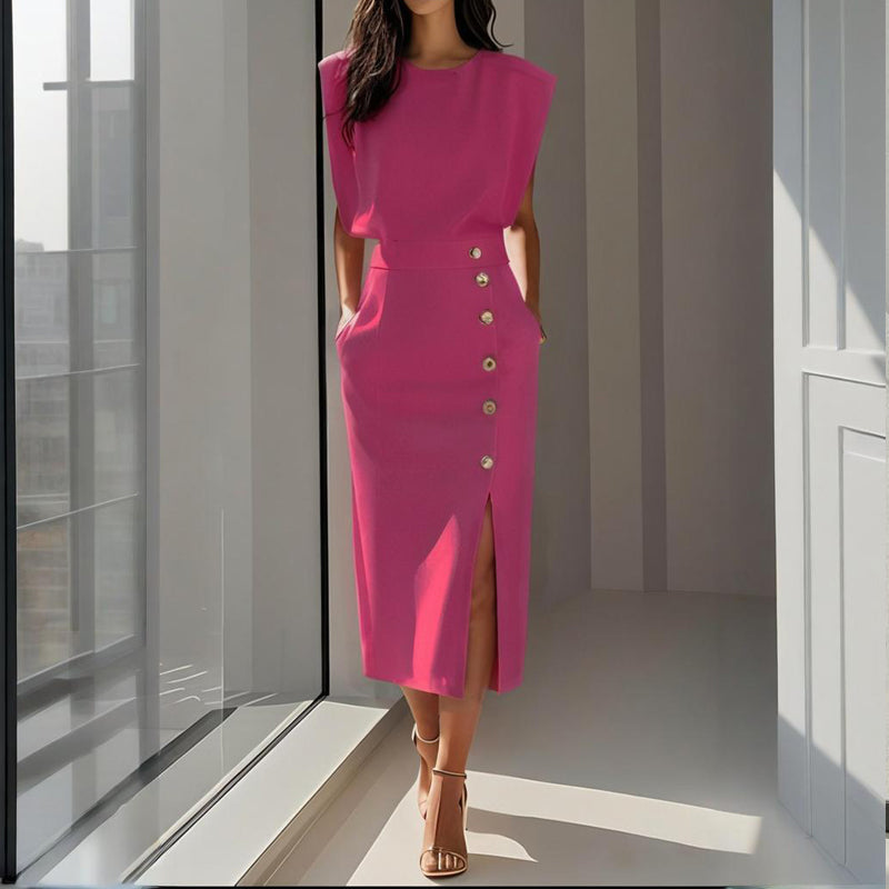 Women's sleeveless midi office dress