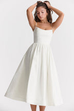 Women's sleeveless square-neck midi garden party dress