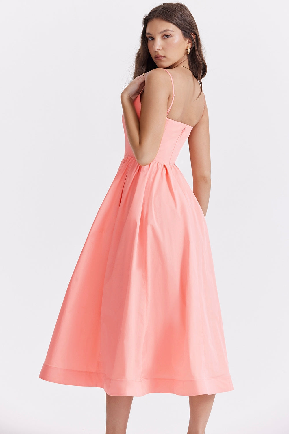 Women's sleeveless square-neck midi garden party dress