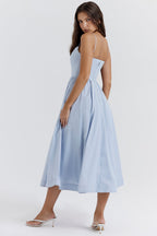 Women's sleeveless square-neck midi garden party dress