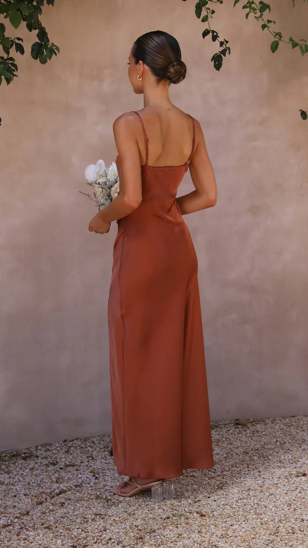 Women's square-neck maxi wedding guest dress