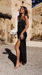 Women's square-neck maxi wedding guest dress