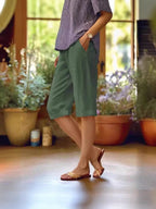 Women's straight leg knee length summer shorts
