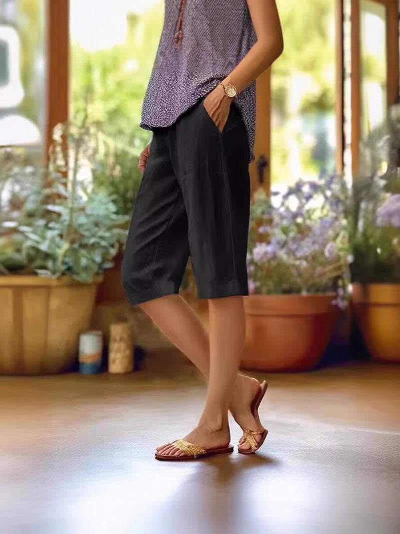 Women's straight leg knee length summer shorts