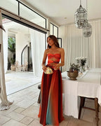 Women's strapless cut-out maxi evening dress