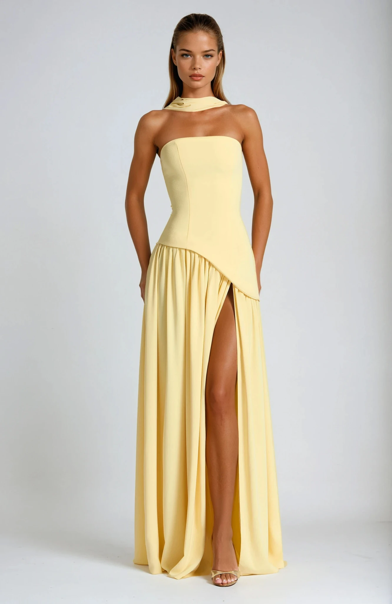 Women's strapless fitted evening maxi dress