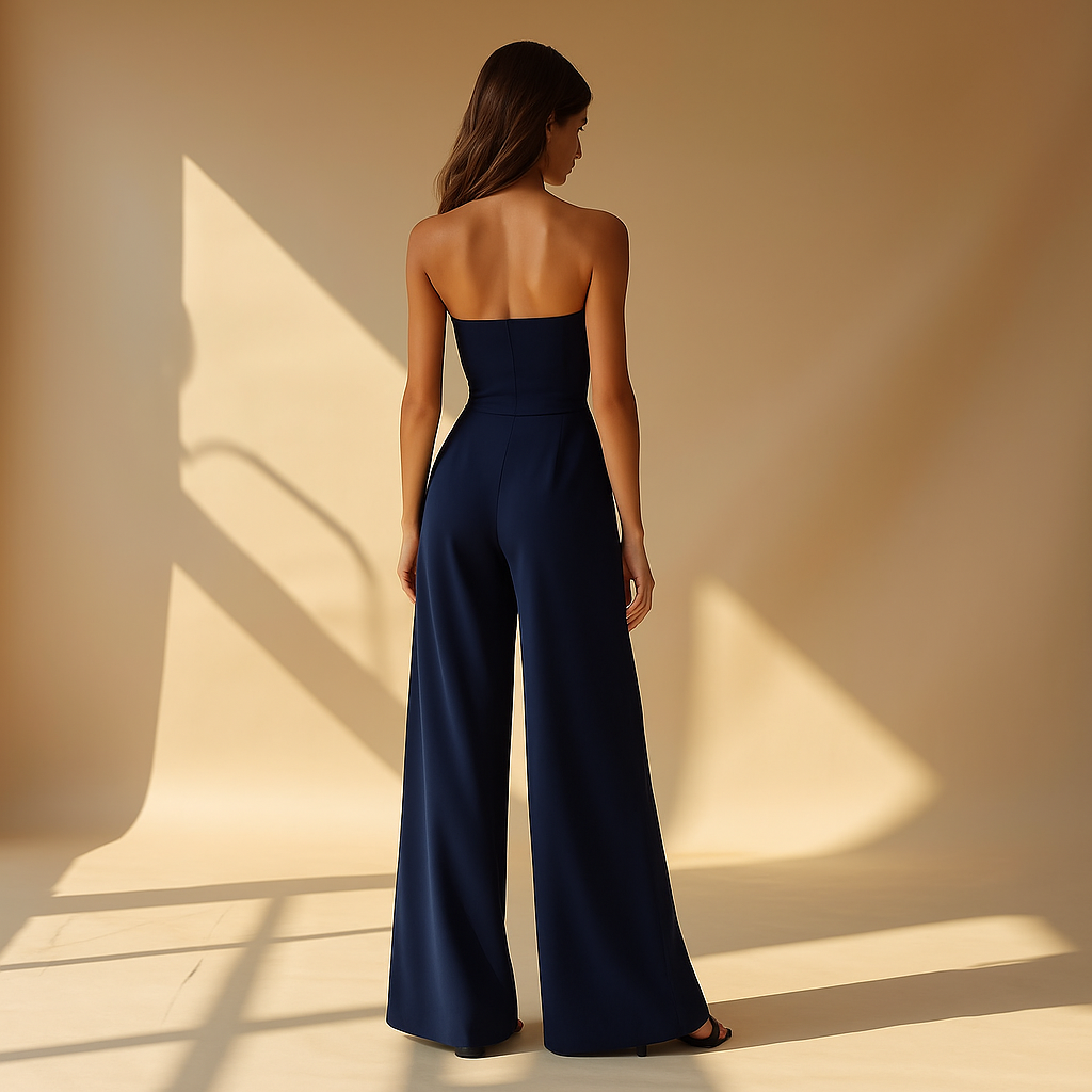 Women's strapless wide-leg evening jumpsuit