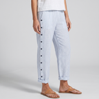 Women's striped button-panel cropped trousers