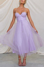 Women's sweetheart corset midi wedding guest dress