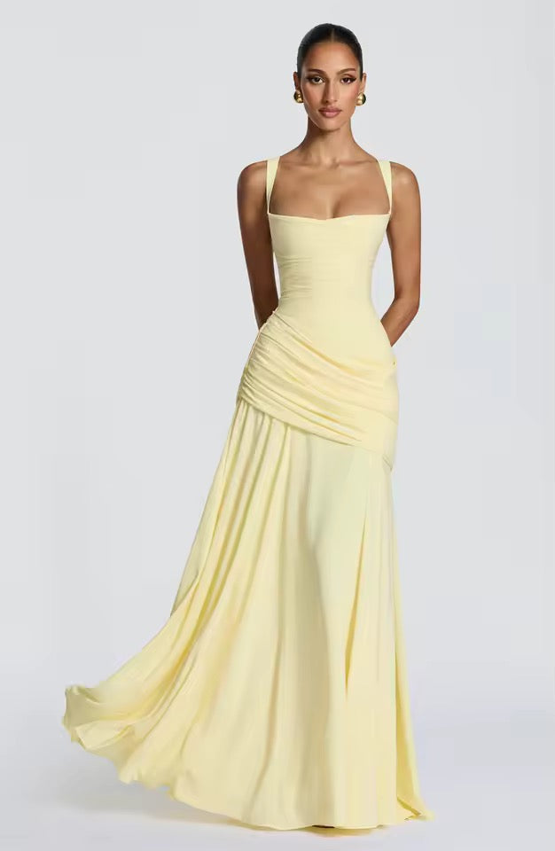 Women's sweetheart cross-strap maxi evening dress