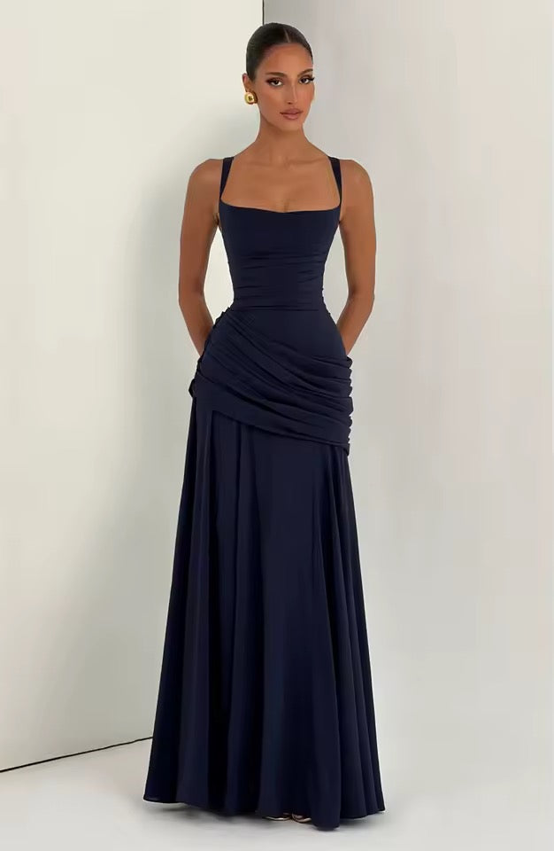 Women's sweetheart cross-strap maxi evening dress