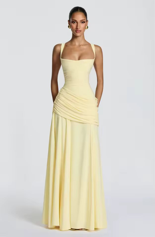 Women's sweetheart cross-strap maxi evening dress