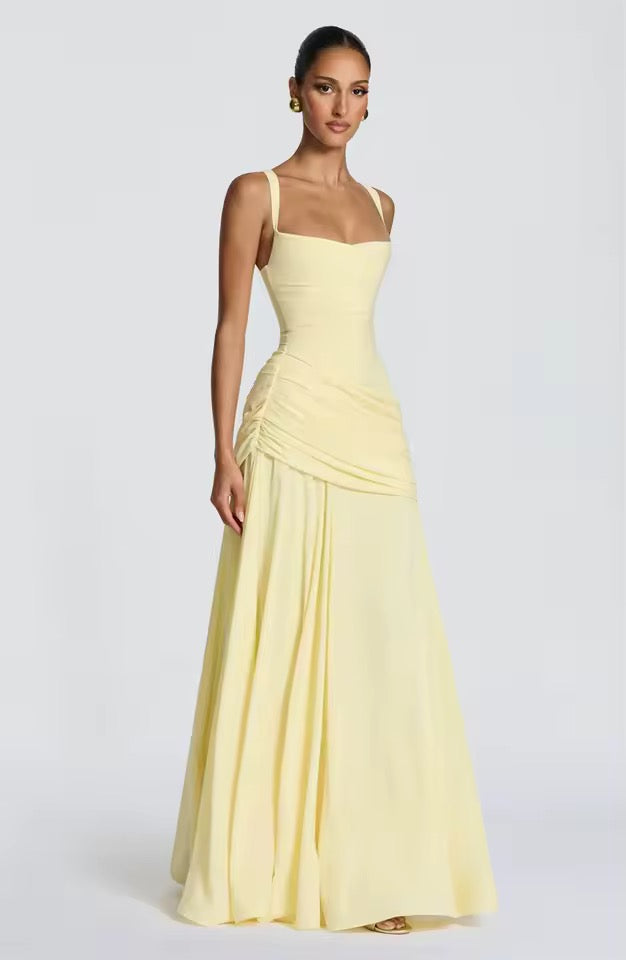 Women's sweetheart cross-strap maxi evening dress